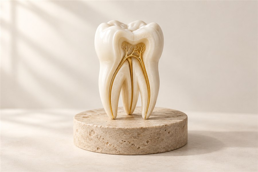 Ilustração conceitual dos canais de um dente