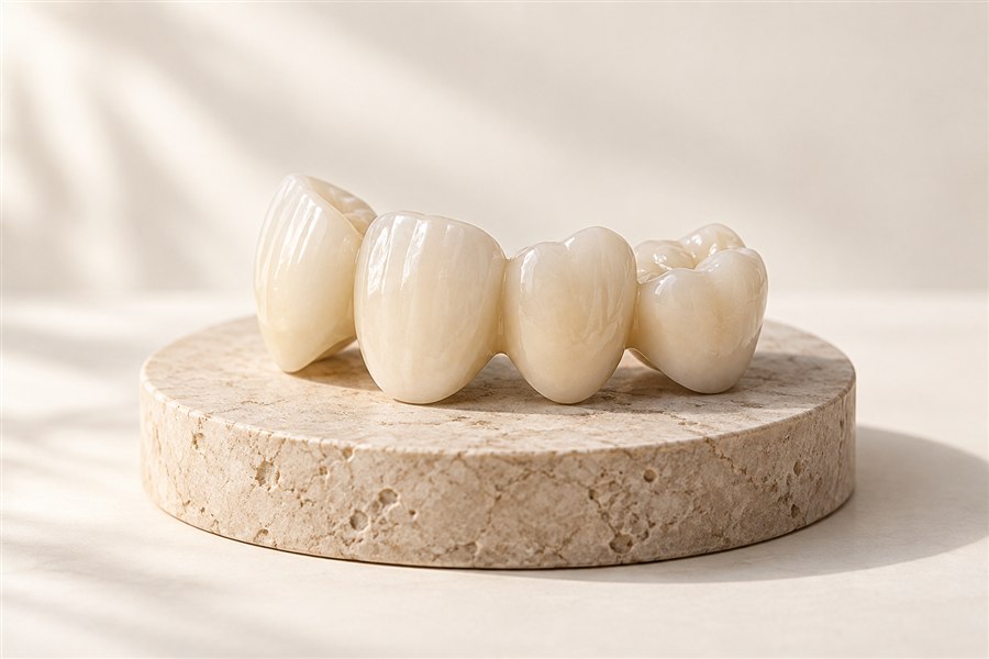 Ilustração de próteses dentárias em cerâmica